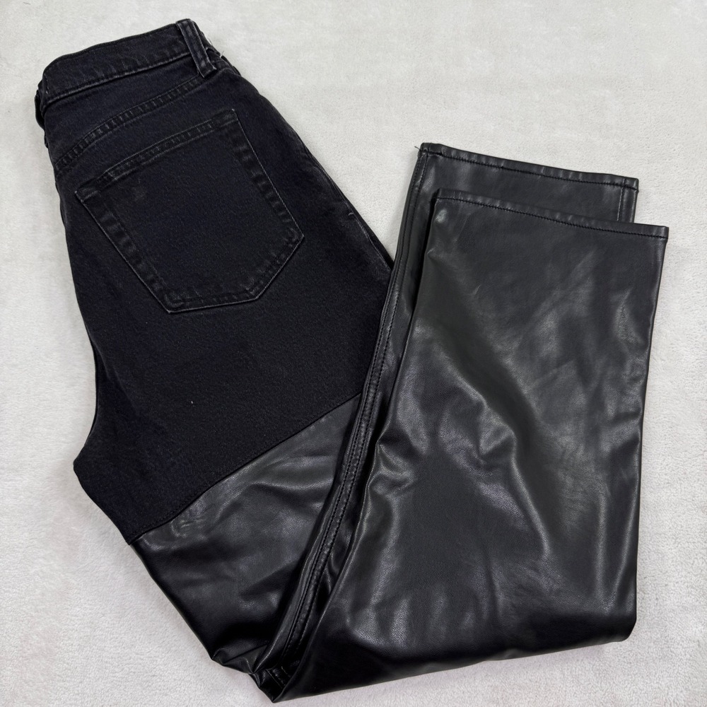 Abercrombie Curve Love 90s Straight Ultra High Rise Faux Leather Denim Jean 29/8